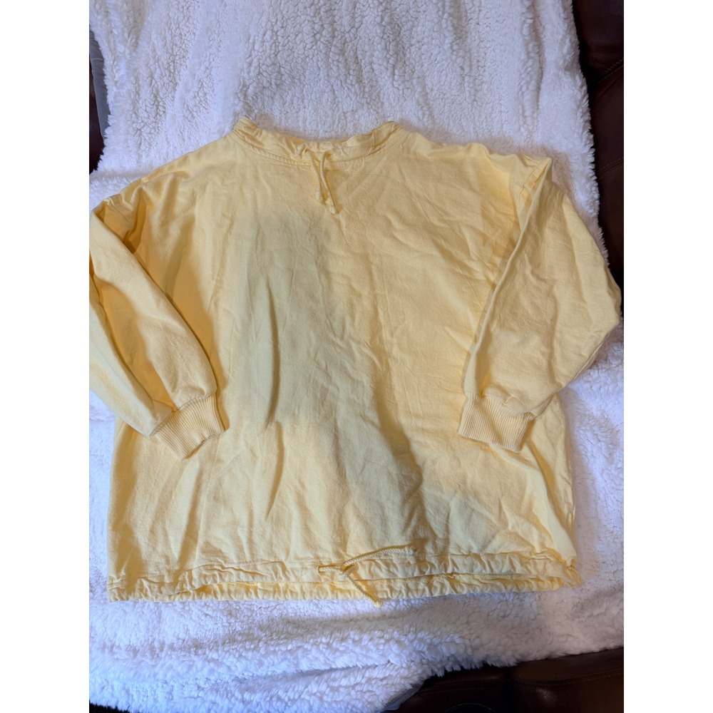 Vintage 90's WEK Yellow Cotton Drawstring Sweatshirt Made in the USA Size 3